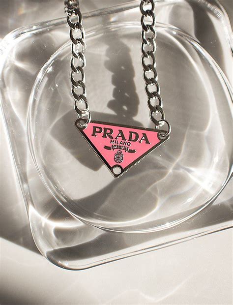 Prada white gold necklace